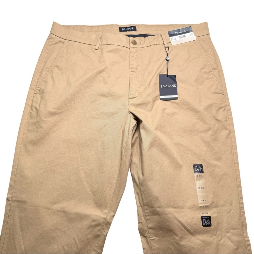 Jos A Bank Khaki Pants Mens 38x32 Tailored Fit Flat Front Chino Stretch